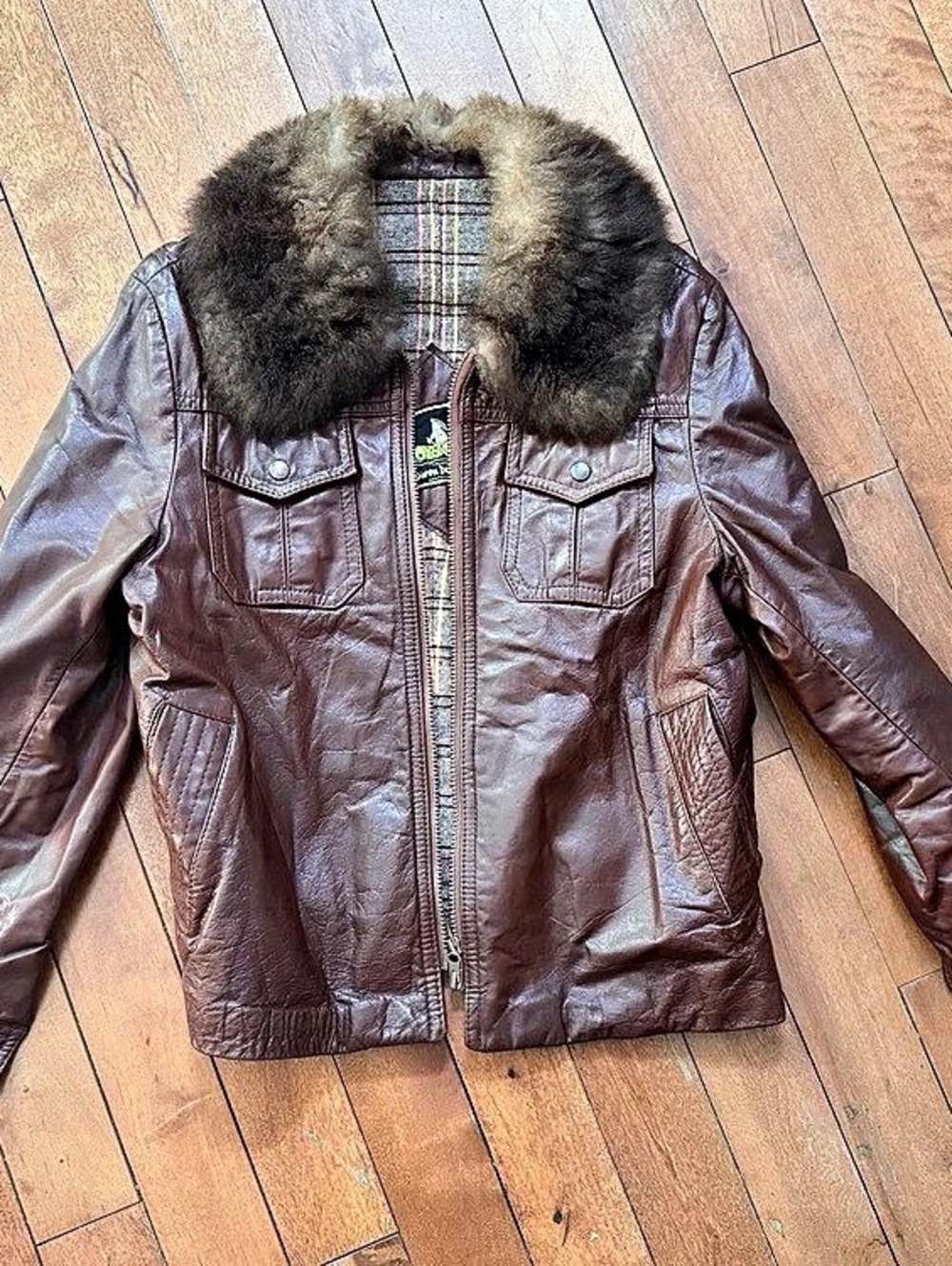 Noxqgeu Brown Faux Fur Collar Jacket Like New